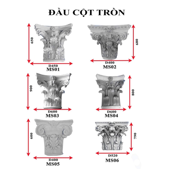 Mẫu phù điêu hoa văn đầu cột tròn 2