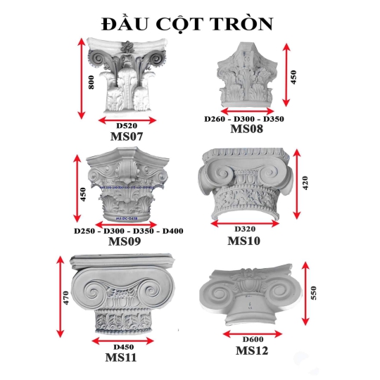 Mẫu phù điêu hoa văn đầu cột tròn 3